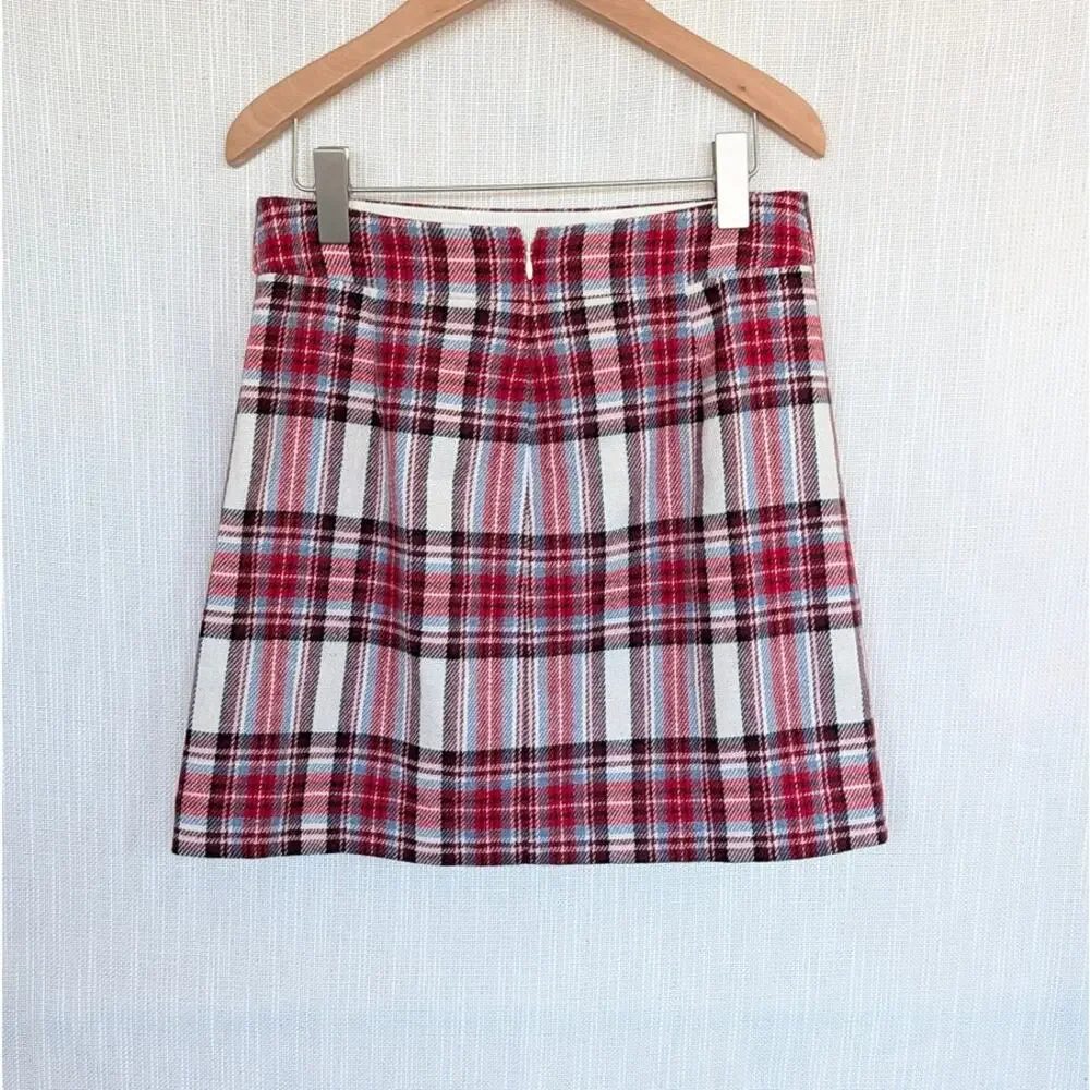 J.Crew BD524 Pleated Mini Skirt in Vintage Plaid Womens 6 Wool High-waisted NWT